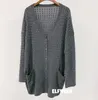 Vrouwen Knits 2023 Vrouw WOL Kabel TWIST Gebreid Vest Oversized LANGE Truien V-hals Zijzakken Mouwen Mode Tops