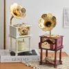 Decorative Objects Figurines Classical Phonograph Drawer Music Box for Home Decoration Wedding Birthday Gift Gramophone Figurine Boxes 230617