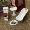 Tools Workshop 4 Exquisite Workmanship And Beautiful Design Ceramic Bathroom Set /12 Miniature DollhouseInclude Bathtub Toilet Sink Mirror 230617