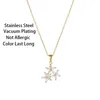 Pendant Necklaces Three Little Flowers Stainless Steel For Women Korean Fashion Sweet Zircon Crystal Clavicle Chain Jewelry