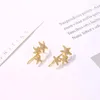 Pendientes de aro Clip de estrella de mar dorada sin agujeros en diseñador CZ Crystal Star Ear Clips Fake Drilling Ladies Luxury Summer Jewelry