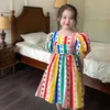 Vestidos de niña 3-8 años Niñas bebés Dot Rainbow Dress Princesa de verano Mangas abullonadas Ropa Niños Bebé Vestidos lindos Ropa de niños 230617