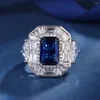 Cluster Ringen Vinregem 8 12MM Lab Gemaakt Sapphire Emerald Aquamarijn Edelsteen Vintage Ring Voor Vrouwen Bruiloft Engagement Fijne Sieraden Geschenken