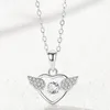 Kedjor Panjbj Silver Color Wing Love Heart Necklace For Women Girl Zircon Angel Romantiska smycken Birthday Present Dropship