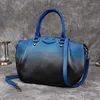 Evening Bags 2023 Chinese Style Retro Leather Hand-painted Women's Tote Bag Large Capacity Gradient Color Handbag Ladies Mommy Shopping