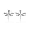 Stud Oorbellen Eenvoudige Mooie 925 Sterling Zilver Mozaïek Zirkoon Dragonfly Voor Vrouwen Brincos Oorbellen Verjaardagscadeau Drop