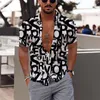 Camisas informales de verano para hombre, camisa Floral blanca y negra con estampado 3d de playa para hombre, camisetas de manga corta de gran tamaño, blusa