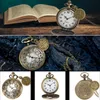 Pocket Watches Vintage Antique Copper Steampunk Bronze Hollow Gear Quartz Pocket Watch Halsband Pendant Klockkedja Män kvinnor med tillbehör 230619
