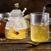 Storage Bottles Cute Glass Honeycomb Tank Kitchen Tools Honey Container With Dipper And Lid Bottle For Wedding Party Home