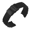 Watch Bands YOPO Exquisite And Fashionable Black Curved Silicone Men's Watchband Waterproof Rubber Bracelet 18 20 22 24mm