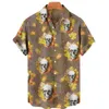 Camisas casuales para hombres Camisa de verano para hombres Camisa hawaiana con estampado de calavera de terror vintage Solapa Casual Moda de vacaciones Manga corta Top de algodón Ropa masculina 230619