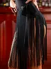Vêtements de scène 2023 jupes de danse latine pour femmes noir Sexy gland Chacha Rumba Tango robe norme nationale DQS13127