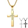 Collane con ciondolo Fashion Cross CZ Crystal Zircon Stone Collana Acciaio inossidabile Gioielli Hip Hop Goccia regalo di Natale