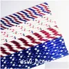 Dricker Straws 25st/Pack USA Flag Paper Sts 4th of Jy Patriotic Day Americana tema Party Celebration Supplies Drop Delivery Home DHU0X