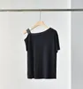 Women's T Shirts Women Off Shoulder Beading Chain Knit T-Shirt Wool Silk Blends Thin Short Sleeve 3 Colors Female Knitted Tshirt