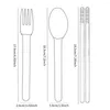Dinnerware Sets Stainless Steel Tableware Set Portable Kit Fork Spoon Chopsticks With Storage Case For Home School Office Travel