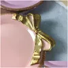 Dishes Plates 11X10Cm Lovely Golden Bowknot Resin Tray Table Decoration Dish Cake Plate Dessert Coffee Cup Holder Party Or Dhcqc