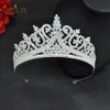 Hårklämmor Barrettes A376 Crystal Tiara Bridal Crown Wedding Headpiece Queen King Princess Diadems Party Women Headdress Brudgåvor smycken 230619