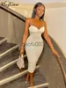 Casual Dresses Hugcitar Backless Solid Sleeveless Revealing Midi Strips Dress 2022 Spring Bodycon Sexy Streetwear Party Club Outfits Y2K J230619