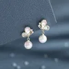 Europejska luksusowa marka Vintage Pearl Butterfly Kolczyki Kobiety moda marka 18k złote kolczyki splatane urocze kobieta 3A Kolczyki cyrkonowe High End Biżuter