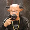 Party Masks Furry Bull Mask Rave Cosplay Latex Mascara Hood Halloween Accessories Horror Animal Full Head Cover Scary Cow Costume For Men 230617