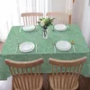 Table Cloth Flower Leaf Lines Retro Green Tablecloth Waterproof Dining Rectangular Round Home Textile Kitchen Decoration