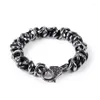 Link Bracelets Stainless Steel Skull Twist Chain Lobster Clasp Silver Color Bangles Jewelry For Men