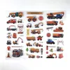 Barn Toy Stickers 12 SheetsSet Engineering Vehicle Excavator Cartoon Bubble Sticker för pojkar Scrapbooking Cognitive Eonal Toys 230617