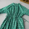 Robes décontractées 130cm Buste / Printemps Eté Femmes Lâche Vert Floral Imprimé Confortable Naturel Respirant Coton Lavé À L'eau