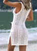 Casual Dresses Swim Cover Ups For Women See-through Hollow Out Crochet Swimsuit Coverup Bathing Suit Cover-Ups Swimwear Beach Dress