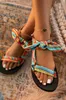 Sandálias Novas Sandálias Femininas Cor Plana Casual Lace Up Laço Sapatos para Senhoras Moda Verão 2021 Outdoor Leopard Calçado de Praia Tamanho Grande 43 T230619