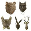 Objets décoratifs Figurines Sculpture de tête d'animal en résine bronzée avec des lunettes Statue d'ours Décoration murale 3D Animal Home Halloween Decor 230617