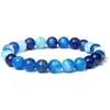 Colors 8mm Natural Stone Strand Bracelets for women Elasticity Fluorite Agate Yoga Bangle Men Jewelry