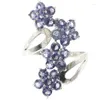 Cluster Rings 6G 925 Solid Sterling Silver Ring Fantastiska blommor Form Orange Spessartine Garnet Red Blood Ruby Iolite