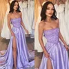 Elegant Lavender Prom Dresses paljetter Stripless Party Evening Gowns Split Formal Long Special Occasion Dress