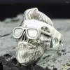 Cluster Rings 925 STERLING SILVER SKULL Uomo Punk Biker Ring Gioielli da uomo A6051