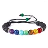 Charm Bracelets Bead Chakra Bracelet 7 Chakras Lava Rock Stone Natural Yoga Beads Relax Healing Jewelry For Men Women