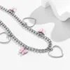 Chaînes Déclaration Grand Coeur Pendentif Collier Femmes Bohême Rose Papillon Ras Du Cou Bijoux Cadeau Mignon Pour Fille Croix Chaîne Collier Esthétique