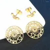 Stud Earrings ZHOUYANG For Women Ferris Wheel Of Happiness Cubic Zirconia Stars Yellow Gold Color Girl Gift Fashion Jewelry E092