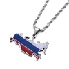 Pendentif Colliers Russie Carte Drapeau La Fédération de Russie Charme Bijoux Chaîne