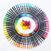 Watercolor Brush Pens Watercolor Art Mark 12/24/36/48/60/80/100 Color Set Brush Double Tip Fine Grain Double Head Art Supplies 230619