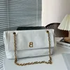 large chain crush bag classic women oil wax pleated leater bags designer shoulder crossbody new flap leather purse luxury brand B wallets 33cm