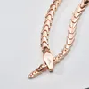 Designer Collection Style Dinner Party Necklace Bracelet Earrings Smooth Shiny Soft Chain Plated Rose Gold Snake Serpent Snakelike High Quality Jewelry Sets