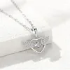 Kedjor Panjbj Silver Color Wing Love Heart Necklace For Women Girl Zircon Angel Romantiska smycken Birthday Present Dropship