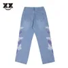 Men's Jeans Vintage Pocket Heart Embroidery Straight Cargo Pants Men Oversize Jeans Trousers Harajuku Streetwear Denim Pants Unisex 230619