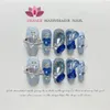 Faux Ongles À La Main Bleu Presse Sur Les Ongles Réutilisable Faux Ongles Conçu Couverture Complète Artificielle Manucure Wearable Orange Nail Store pour Mariage 230619