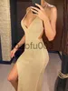 Повседневные платья S - XL V Sect Slit Long Dress Sexy Sexy Backless вязаная крючковая туника пляжные прикрытия пляжные платья пляжная одежда V3767B J230619