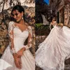 Eleganckie sukienki ślubne A-Line Lace Sweetheart Długie złudzenie Rękawy zamiatanie sukienki ślubnej suknie ślubne Vestidos de N1998