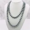 Chains 10mm Silver Color South Sea Shell Pearl Necklace Jewelry For Women Rope Chain Hand Made Natural Beads 36inch Choker Girl