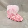 Boots Dollbling Crystal Diamond Baby Snow Boot Warm Furry Anti-Slip Bling Rhinestones Pearls Gift Keepsake Handmade Beading Shoes